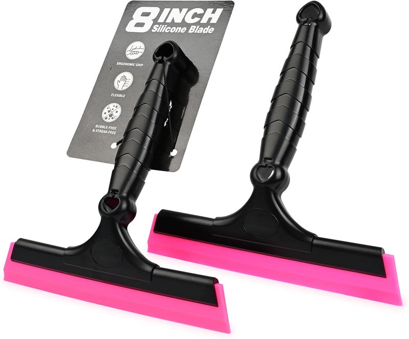 Ehdis 2PCS Flexible 8-Inch Silicone Squeegee Window Tint Tool Auto Water Blade, Shower Squeegee for Car Windshield, Glass, Tiles, and Smooth Surfaces - Image 1